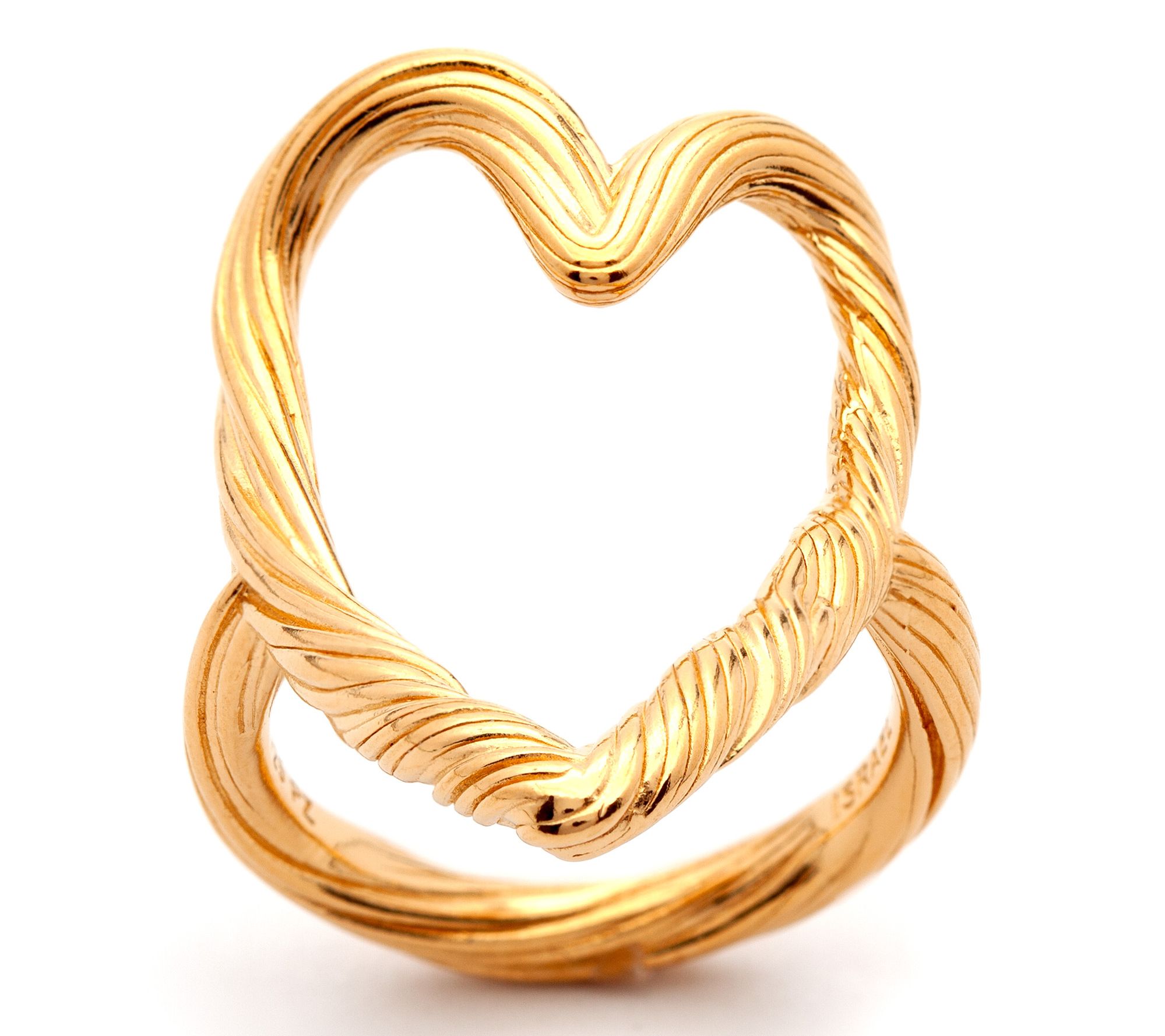 Or Paz Sterling Silver Vine Design Elongated Heart Ring