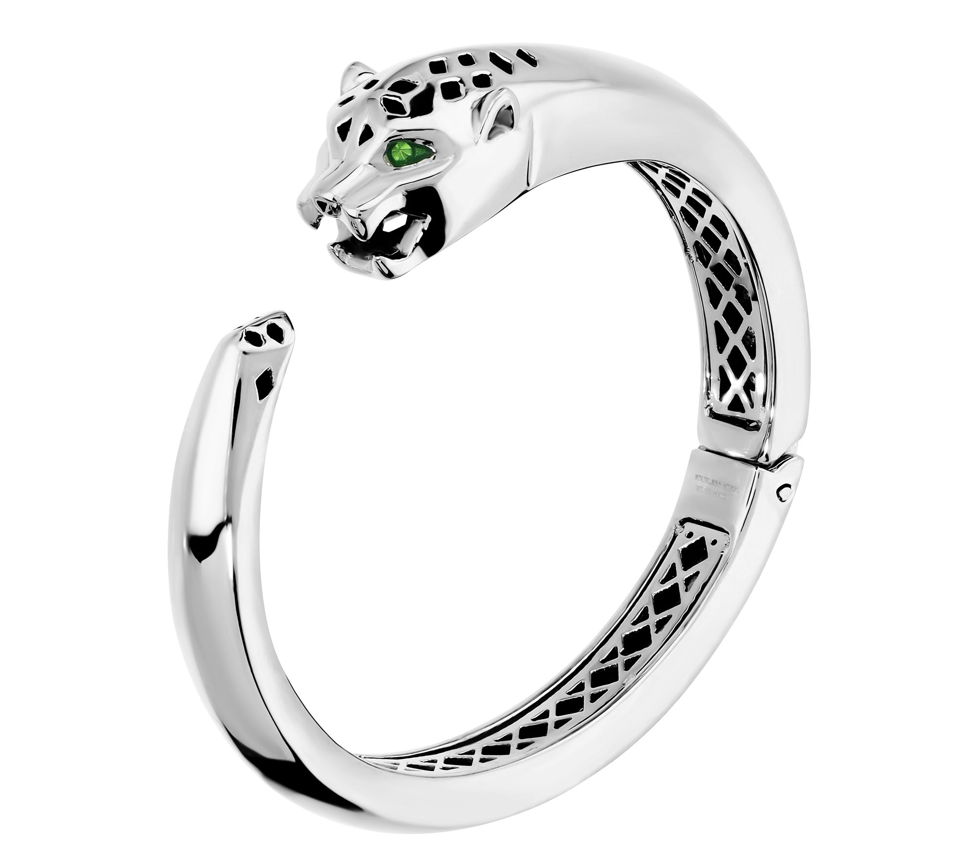 Steel By Design Panther Head Oval Hinged Bangle