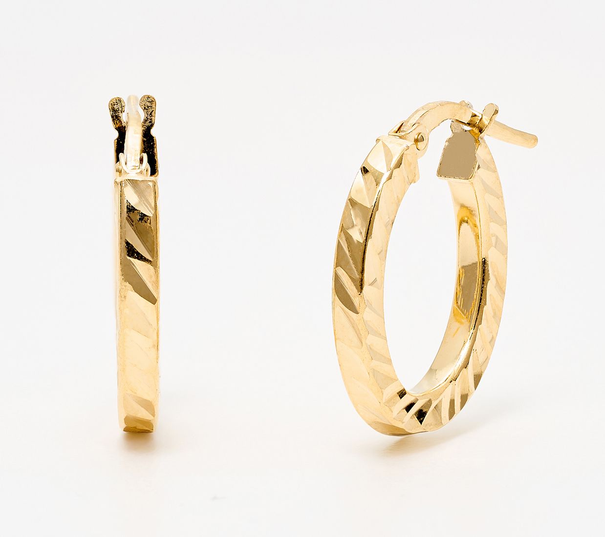 UltraFine 950 Silver Diamond Cut 3/4" Hoop Earrings