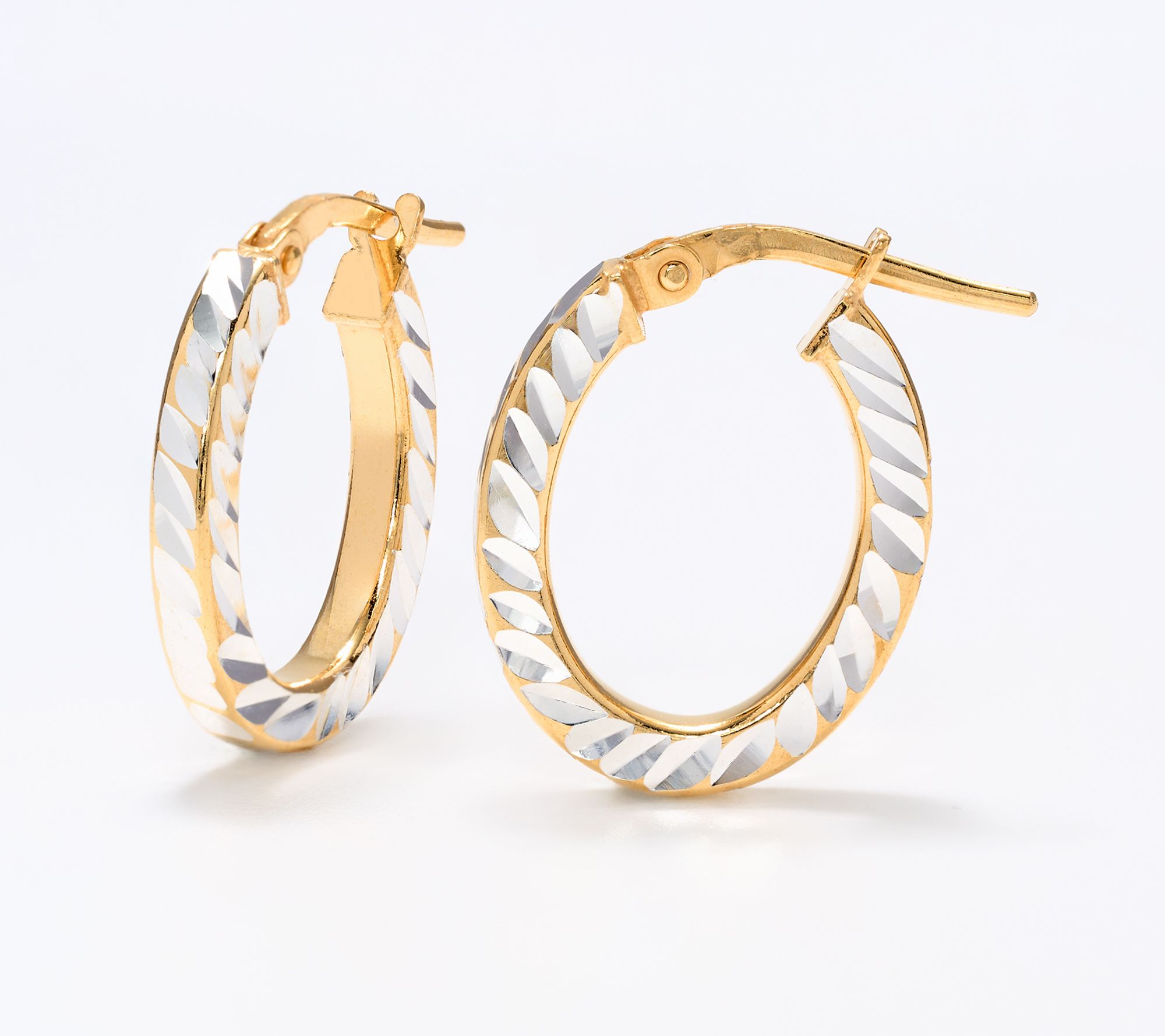 UltraFine 950 Silver Diamond Cut 3/4" Hoop Earrings