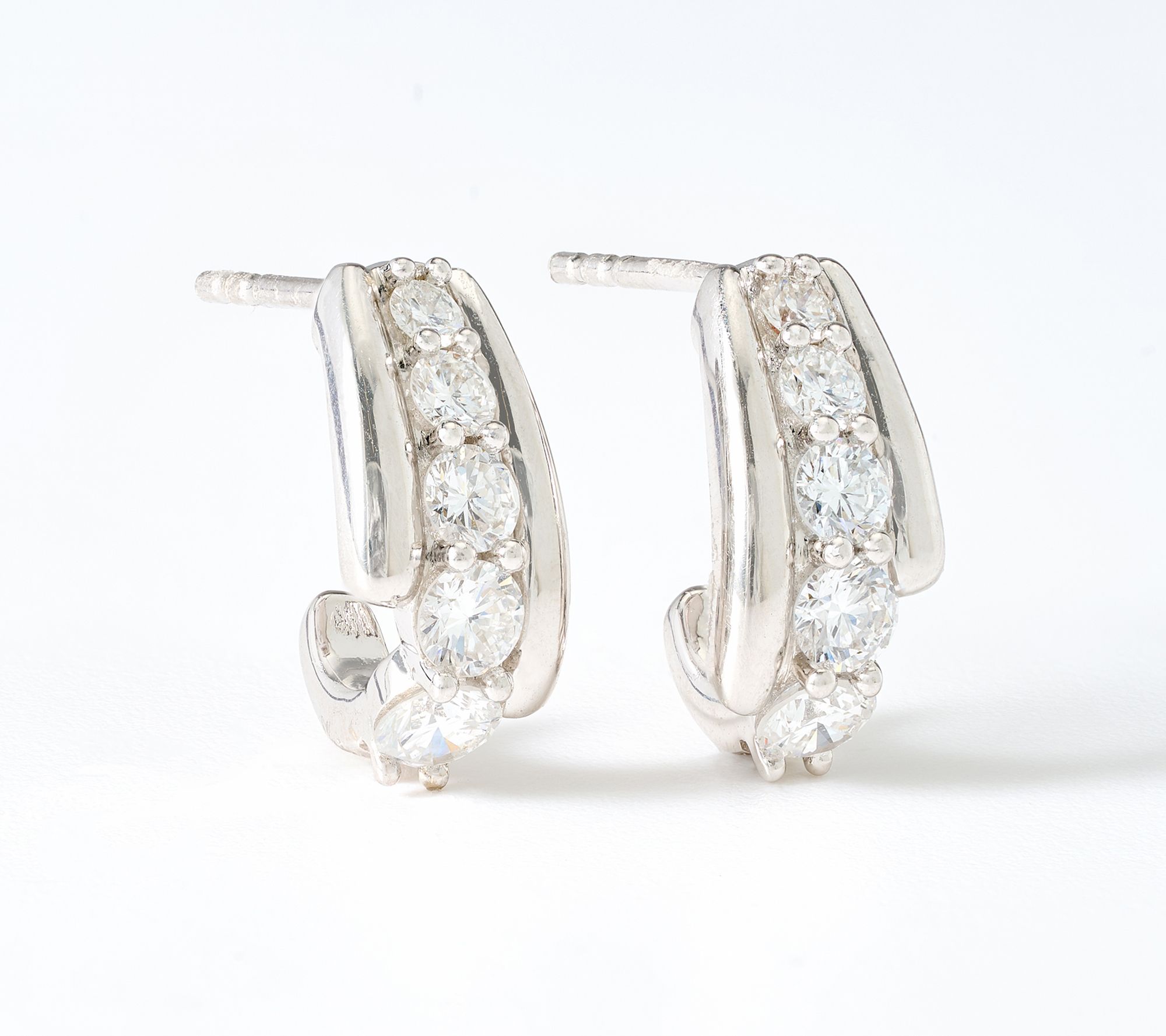  Fire Light Lab Grown Diamond 1 cttw J Hoop Earrings, Sterling Silver