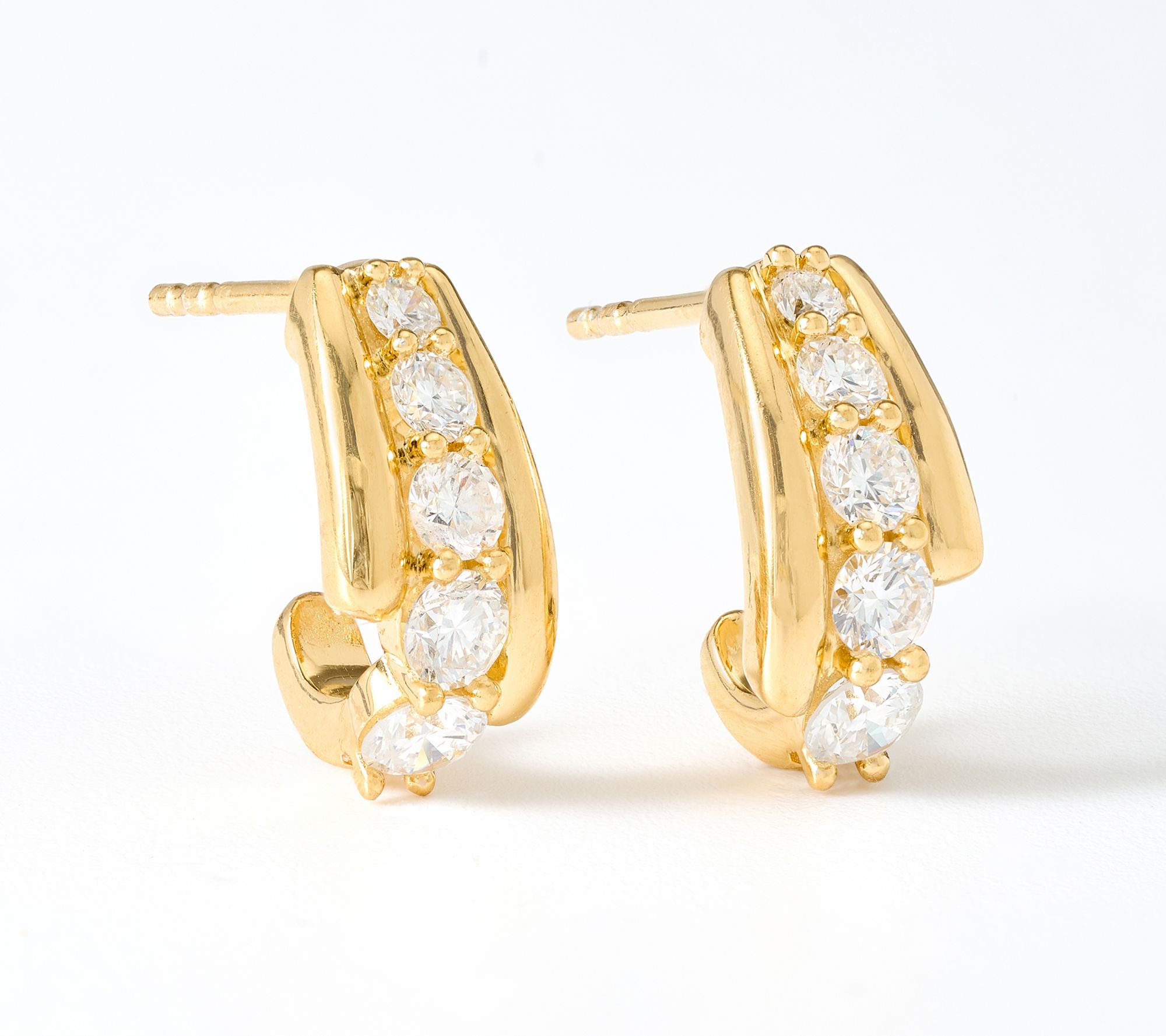 Fire Light Lab Grown Diamond 1 cttw J Hoop Earrings, Sterling Silver