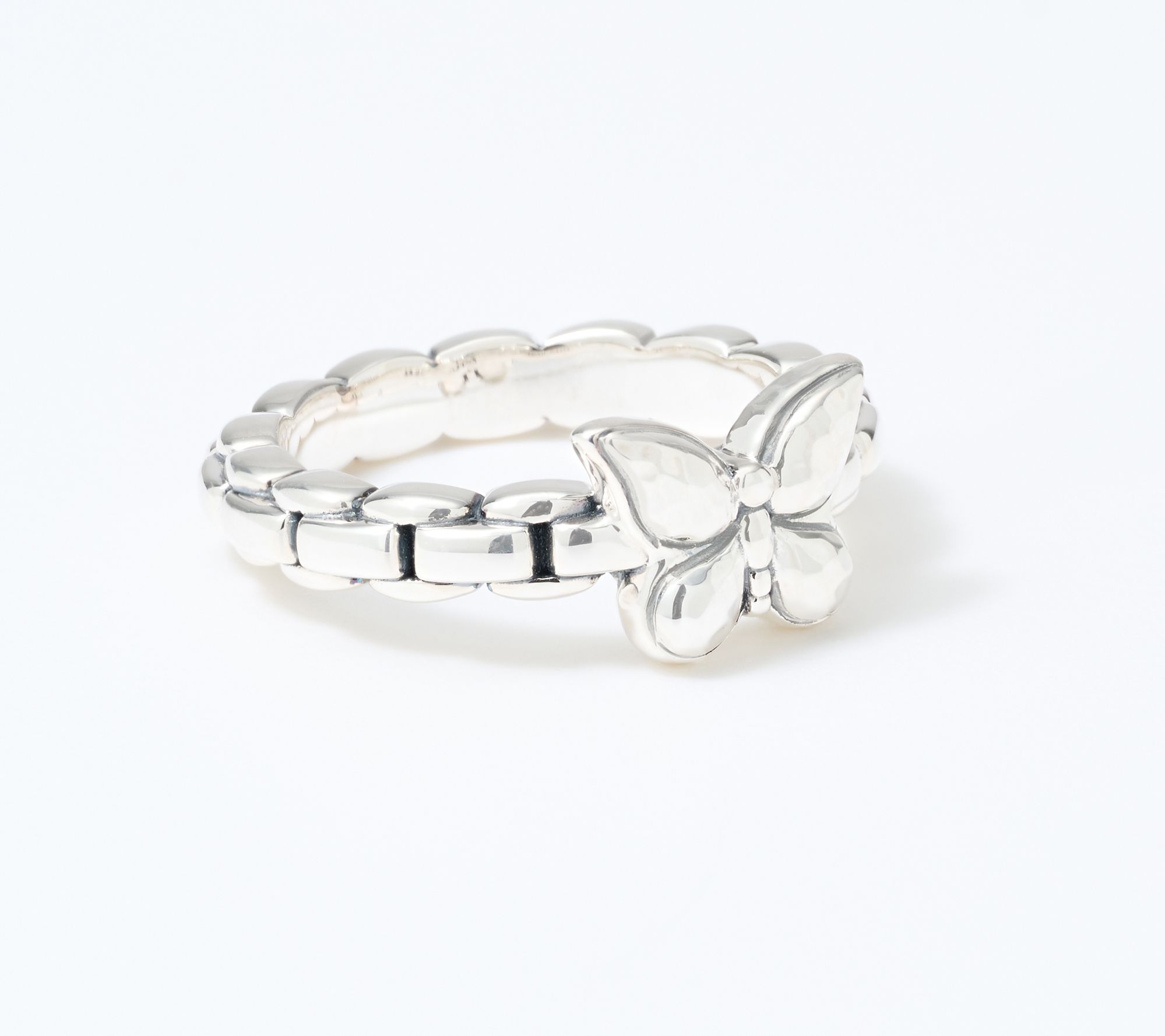JAI Sterling Silver Symbols of Love Box Chain Texture Ring