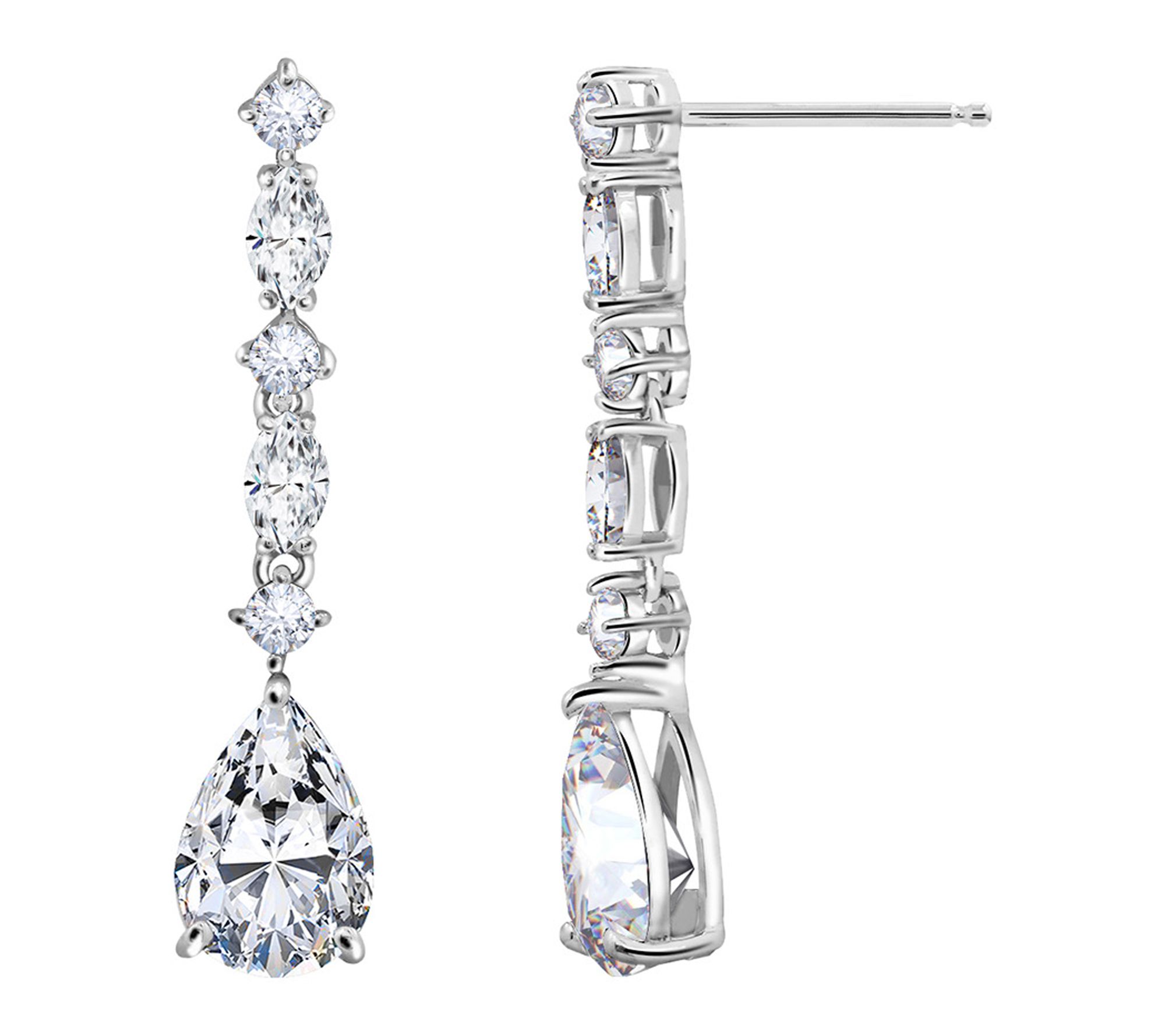 Diamonique Mixe d Cut Dangle Ea rrings, Sterlin g Silver