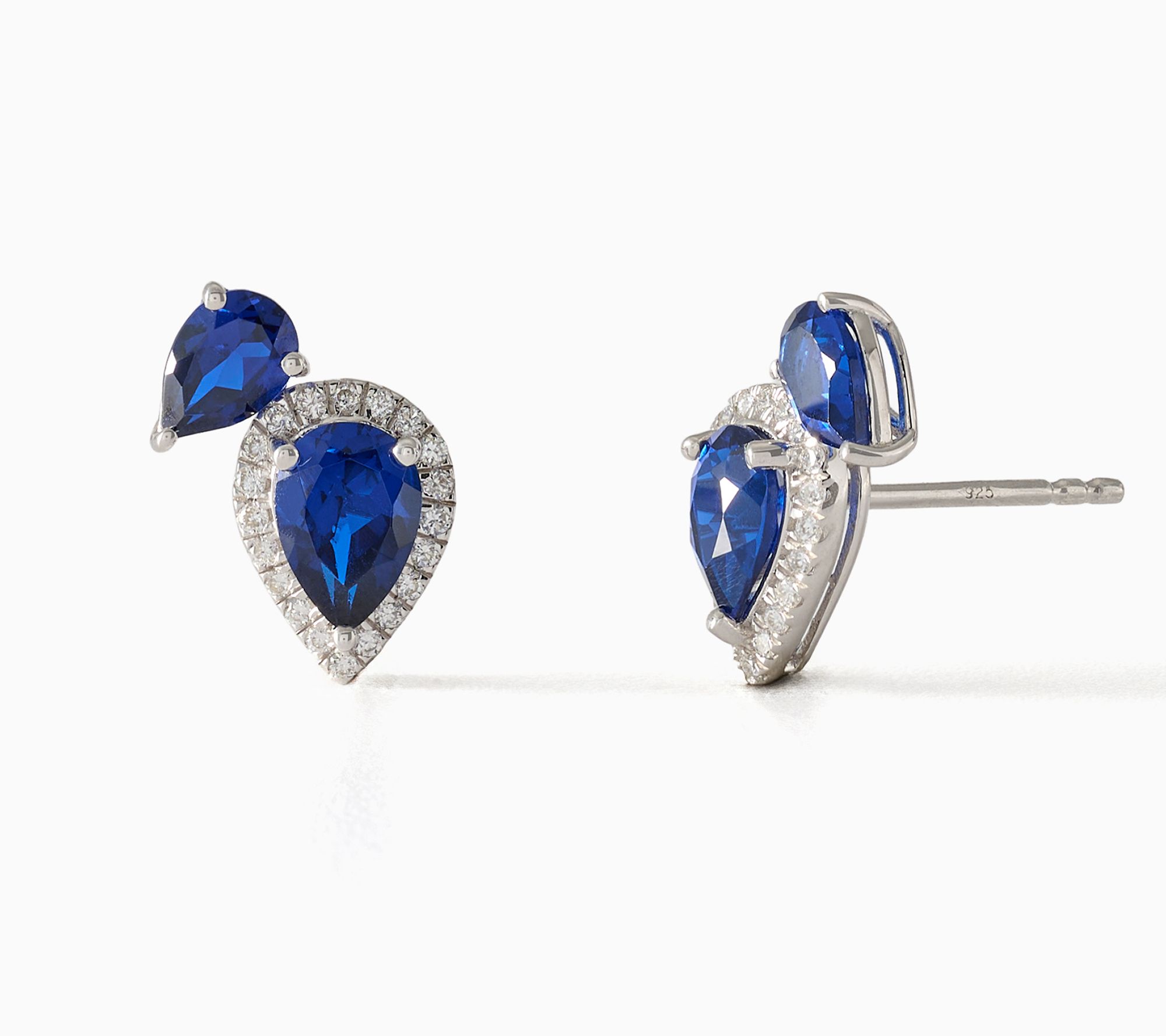Gemistry Lab Diamond & Gem Pear Stud Earrings, Sterling Silver