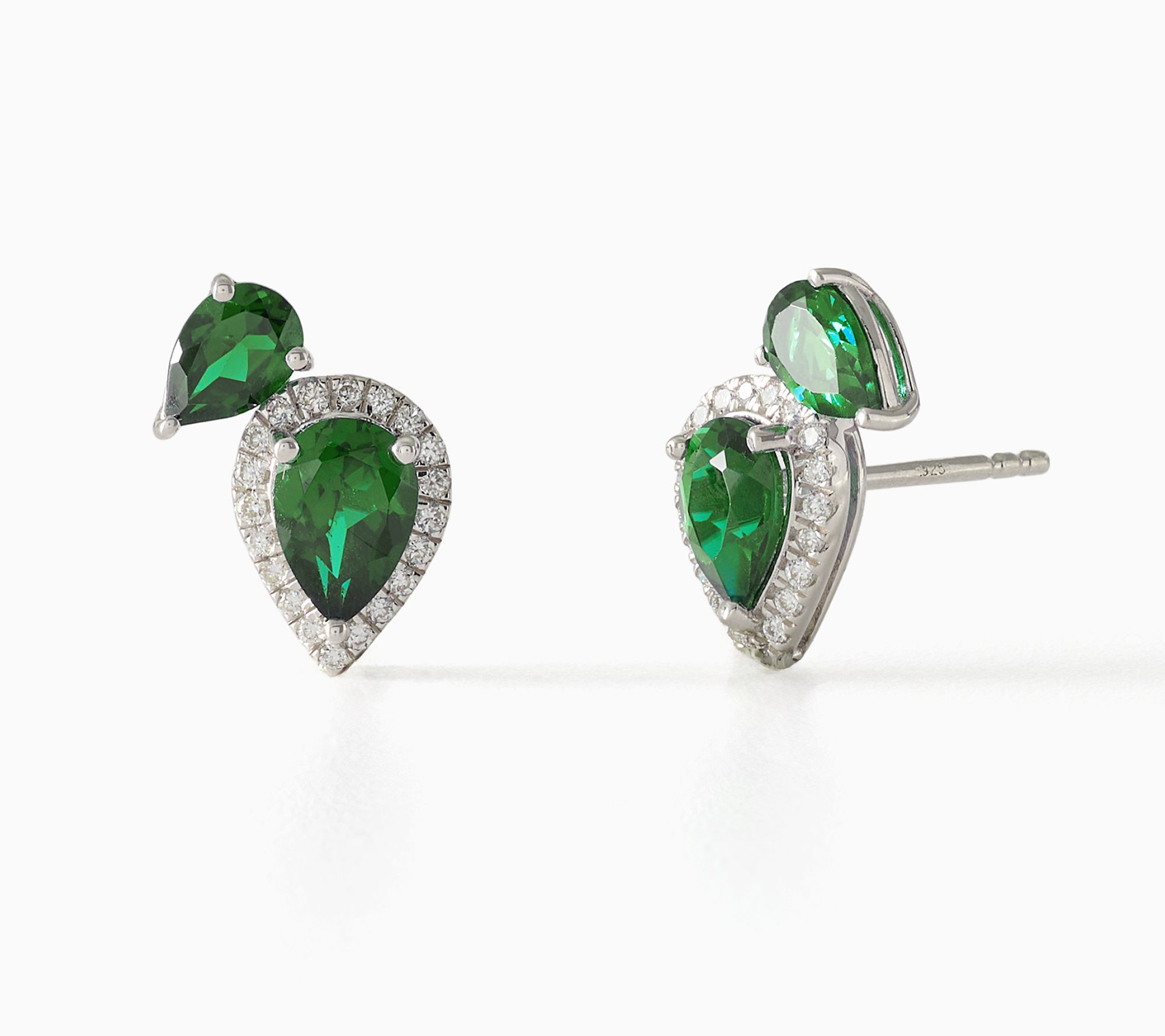 Gemistry Lab Diamond & Gem Pear Stud Earrings, Sterling Silver