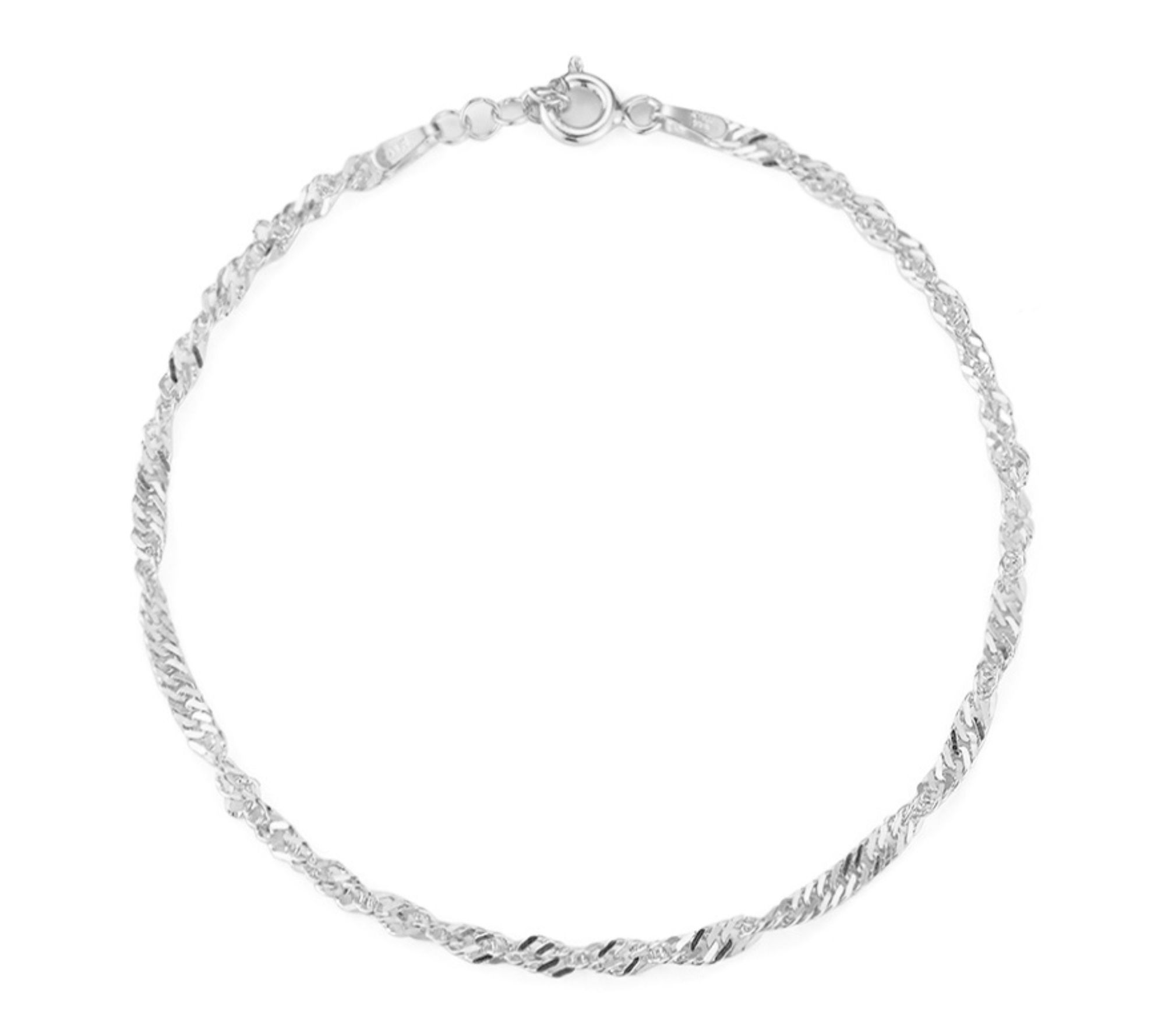 Italian Silver 8" Singapore Chain Bracelet, Sterling