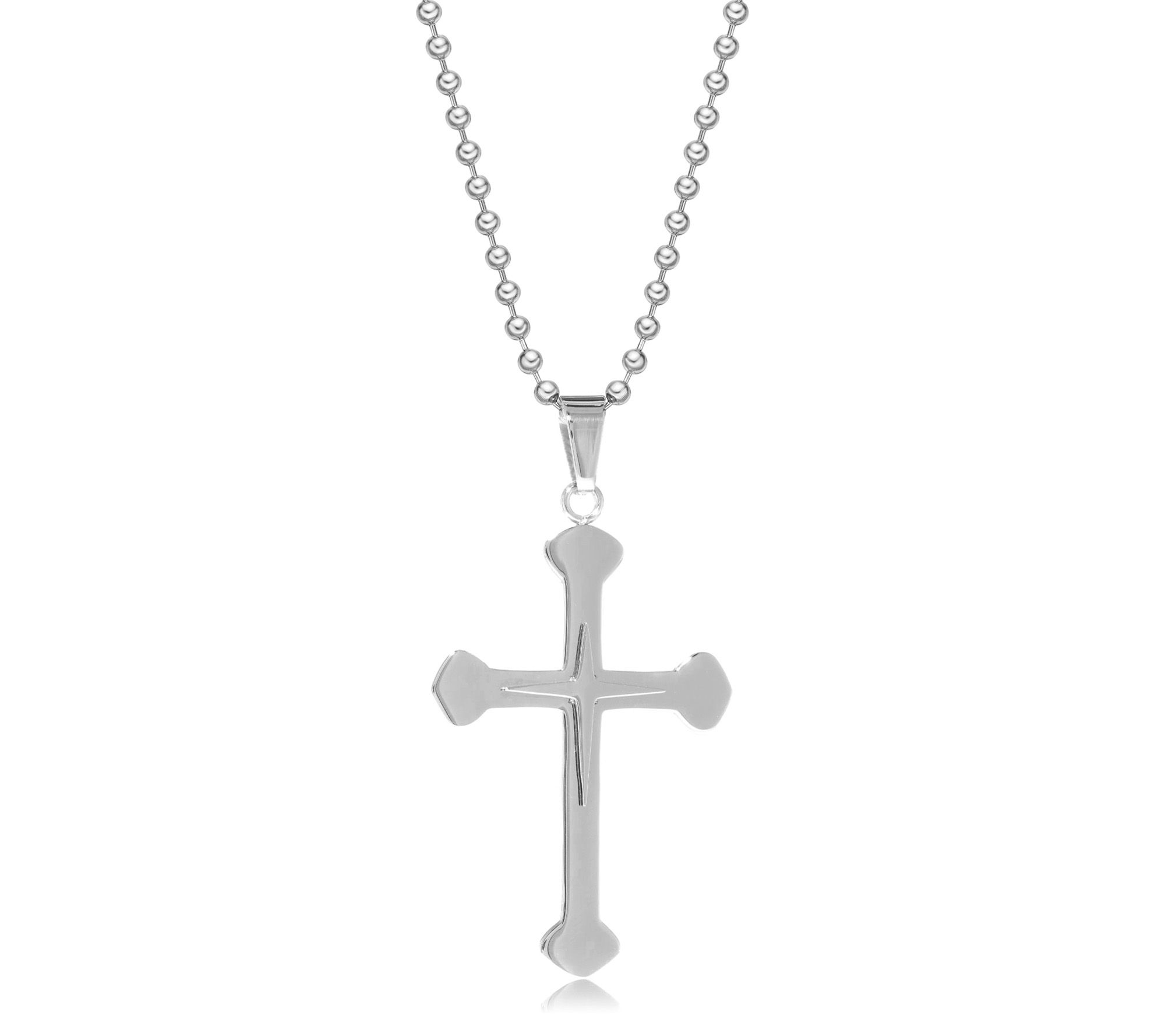 LYNX Men's Stainless Steel Cross Pendant w/ Bead Chain
