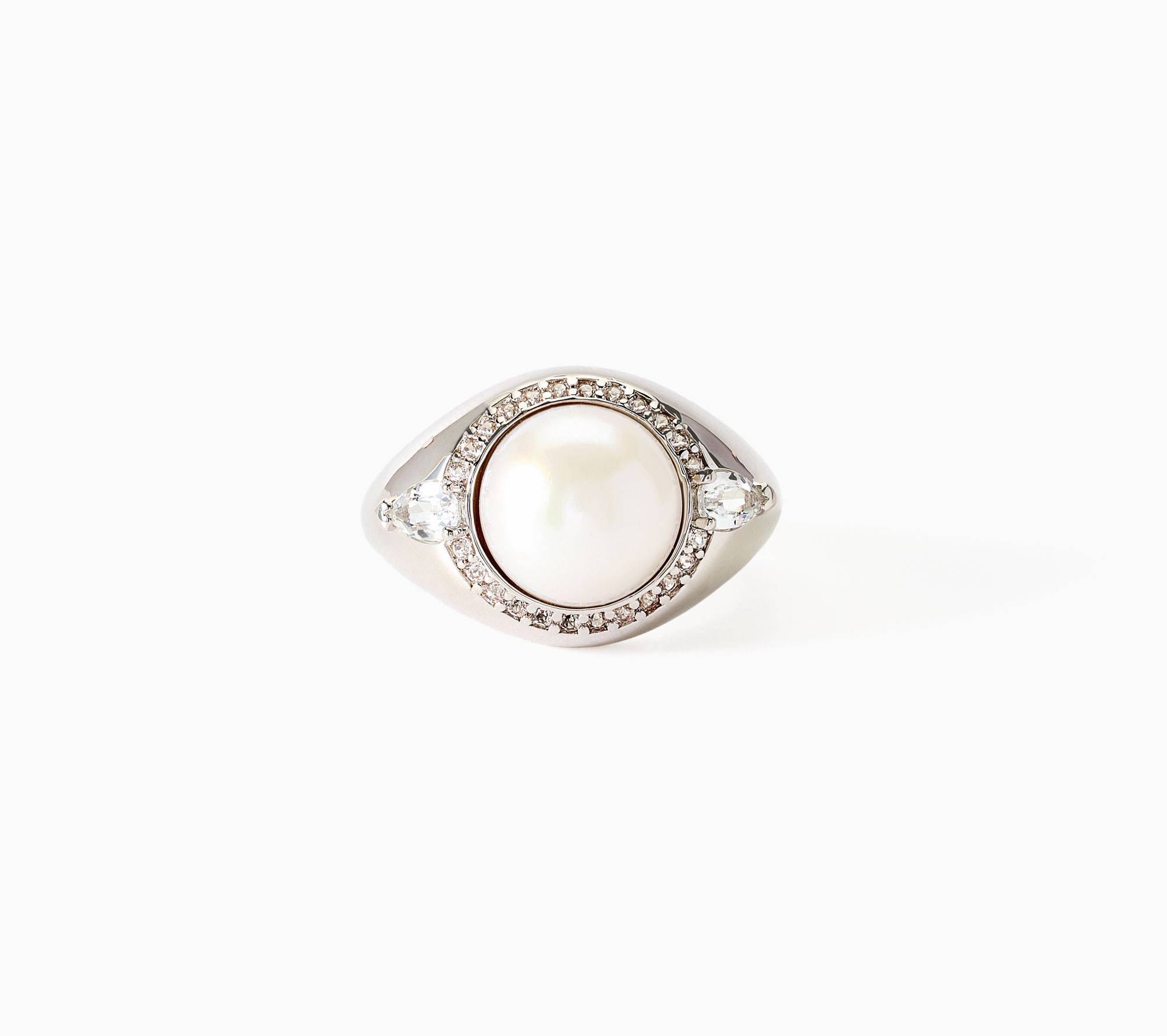 Honora Bronze Cultured Pearl Cocktail Ring with White Topaz