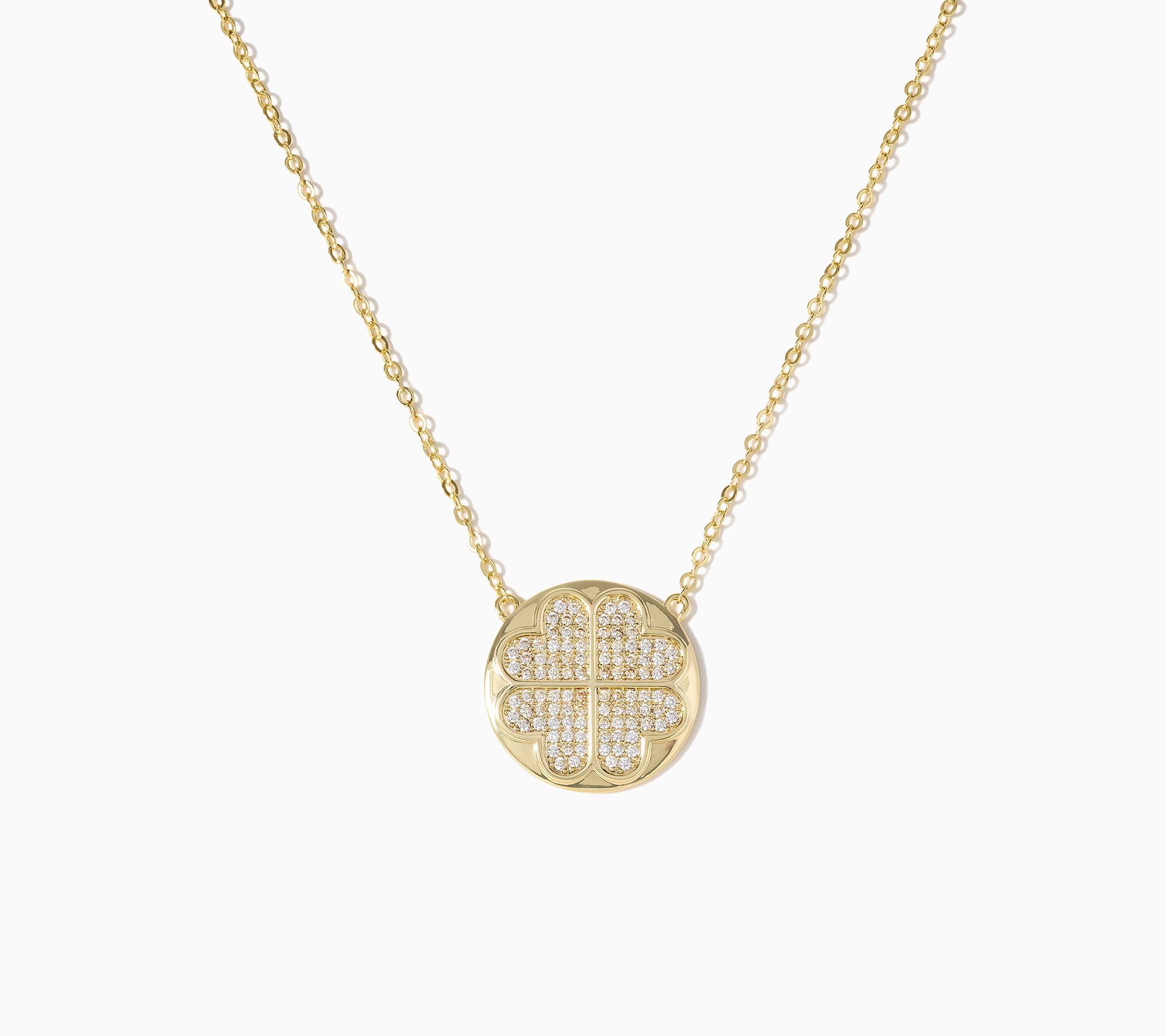 Kim Gravel Pave Logo Motif Disc Necklace 18"+2" extender