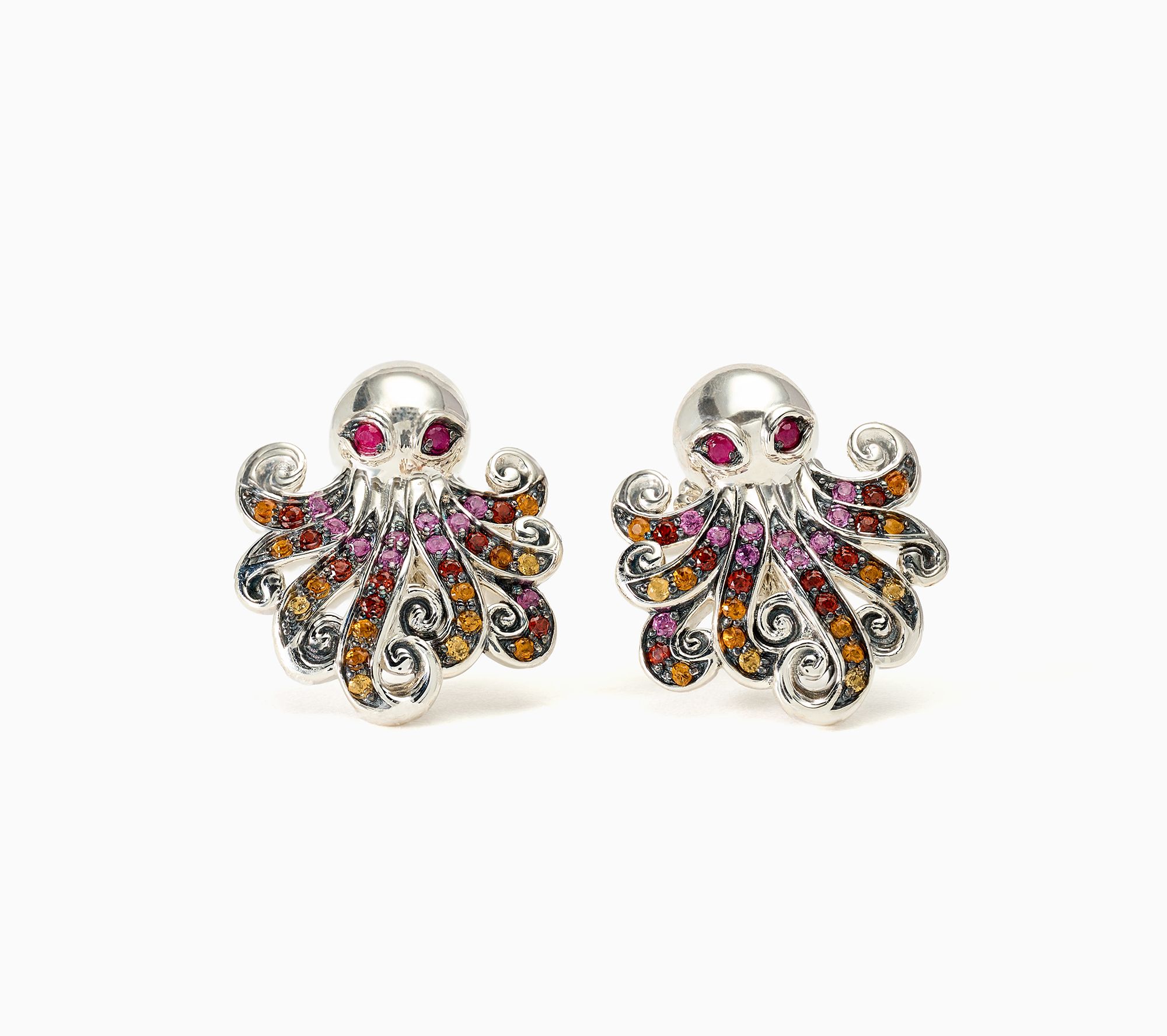 Third Person Sterling Silver Sea & Soul Octopus Gem Stud Earrings