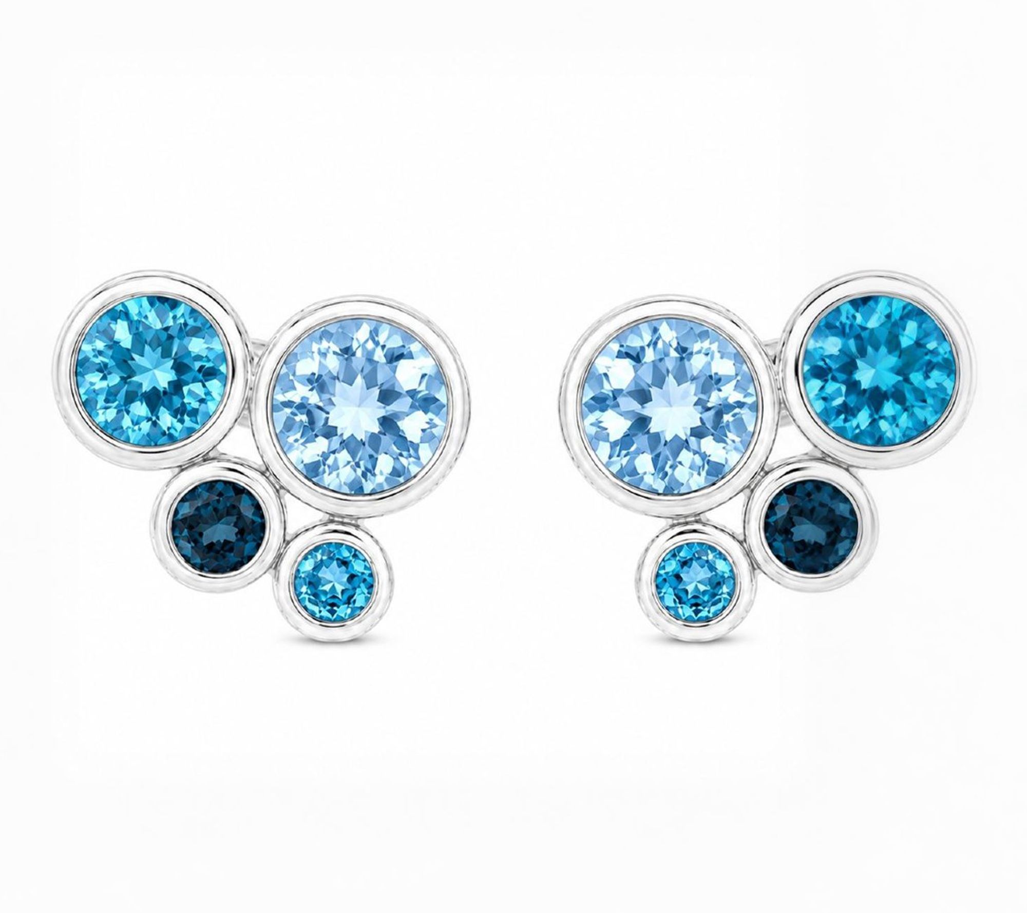 Ariva 18K Gold Clad Blue Topaz Bubble Stud Earrings