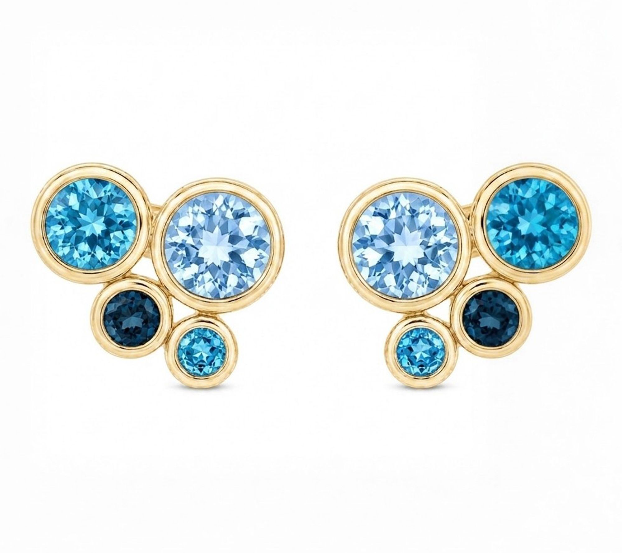 Ariva Silver 18K Clad Blue Topaz Bubble Stud Earrings