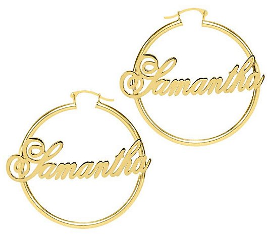14K Gold Plated Sterling Silver Personalized Hoop Earrings
