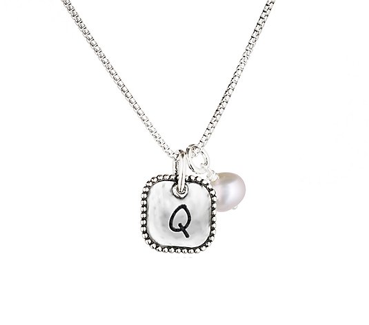 Or Paz Cultured Pearl & Initial Pendant with Chain, Sterling