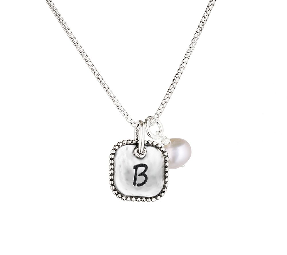 Or Paz Cultured Pearl & Initial Pendant with Chain, Sterling