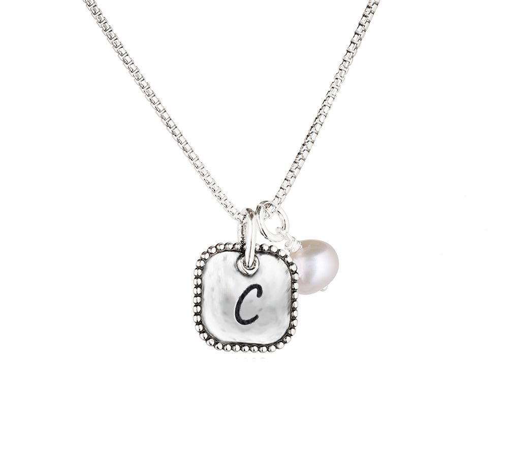 Or Paz Cultured Pearl & Initial Pendant with Chain, Sterling