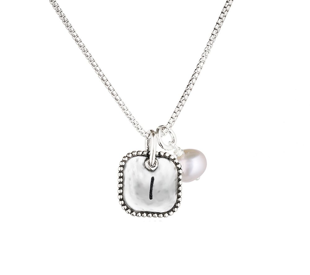 Or Paz Cultured Pearl & Initial Pendant with Chain, Sterling