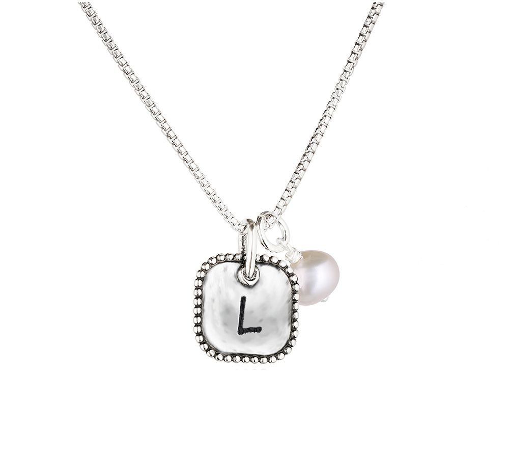 Or Paz Cultured Pearl & Initial Pendant with Chain, Sterling