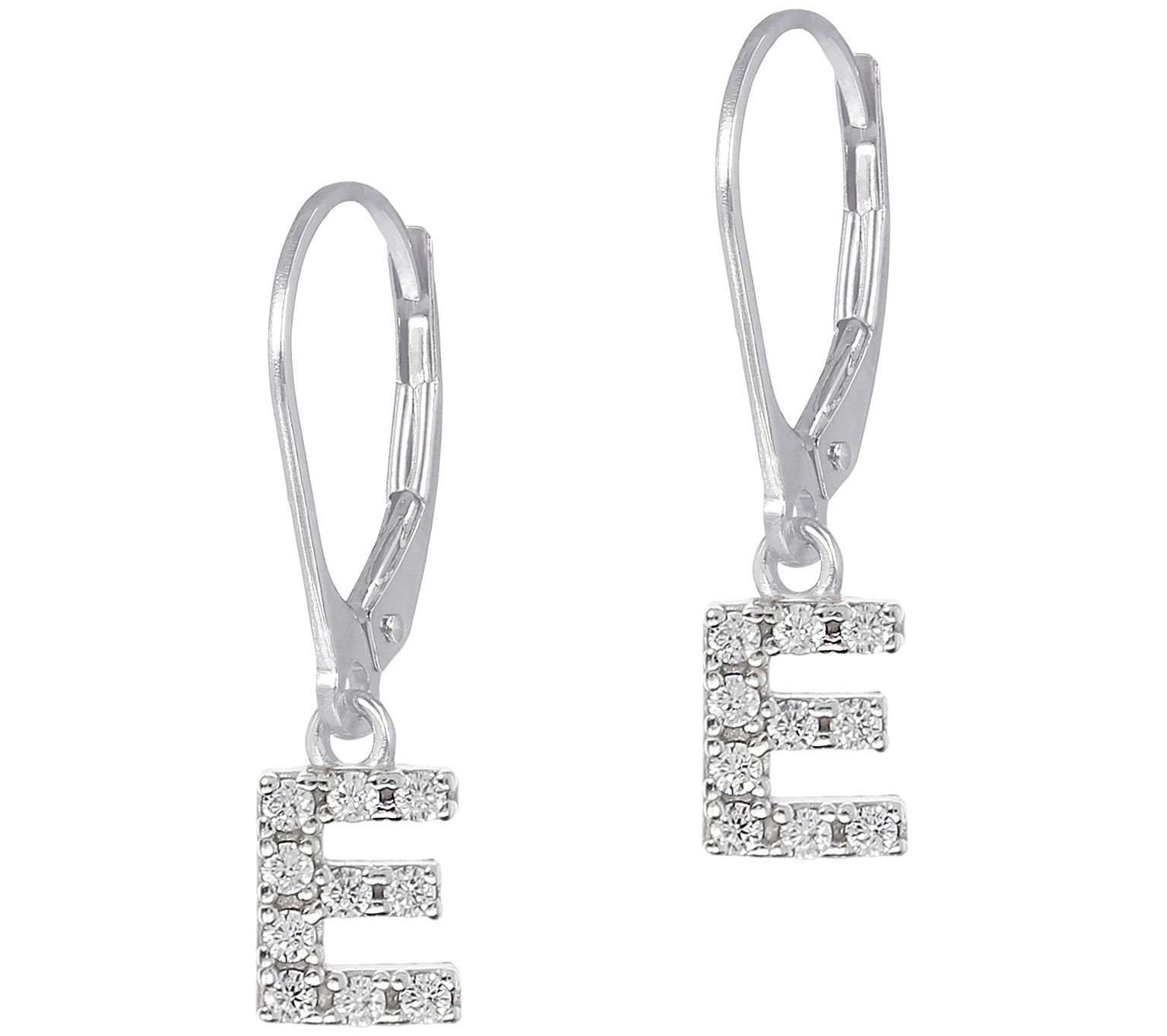 Diamonique Initial Dangle Lever Back Earrings, Sterling