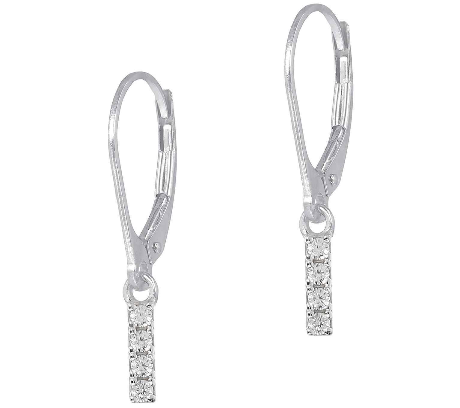 Diamonique Initial Dangle Lever Back Earrings, Sterling