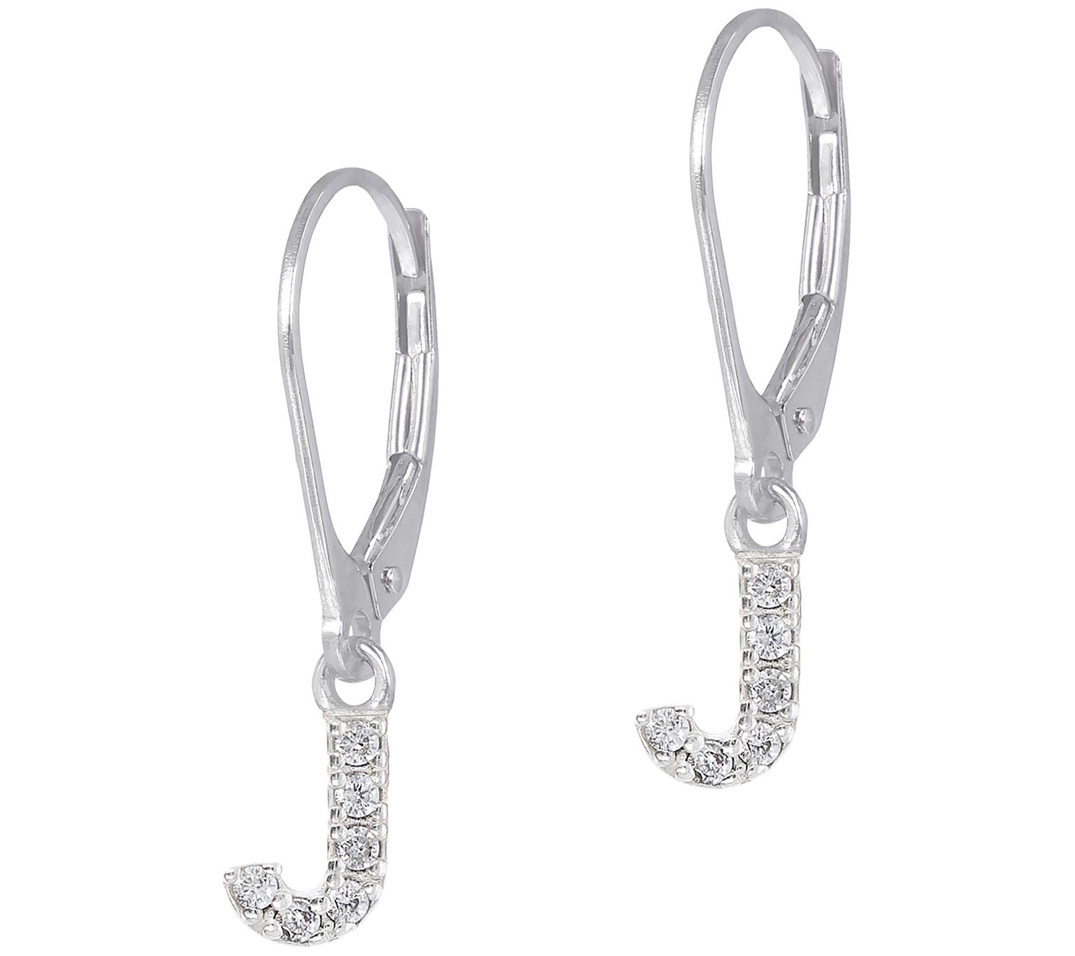 Diamonique Initial Dangle Lever Back Earrings, Sterling