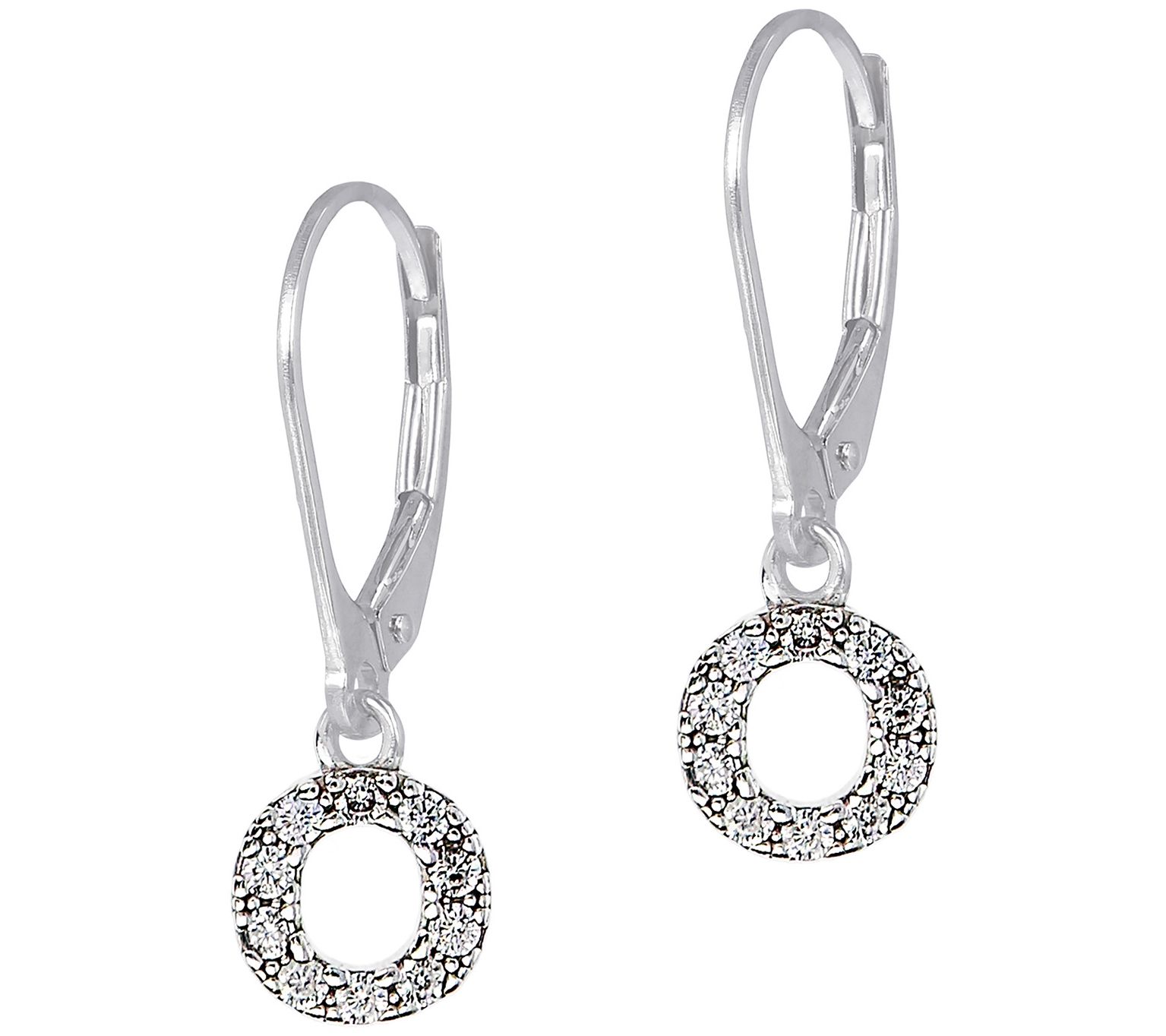Diamonique Initial Dangle Lever Back Earrings, Sterling