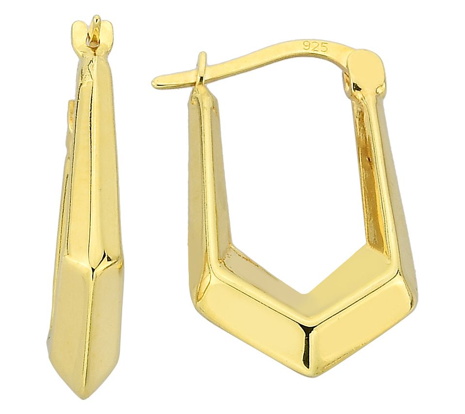 Silver Style Geometric Hoop Earrings, Sterling