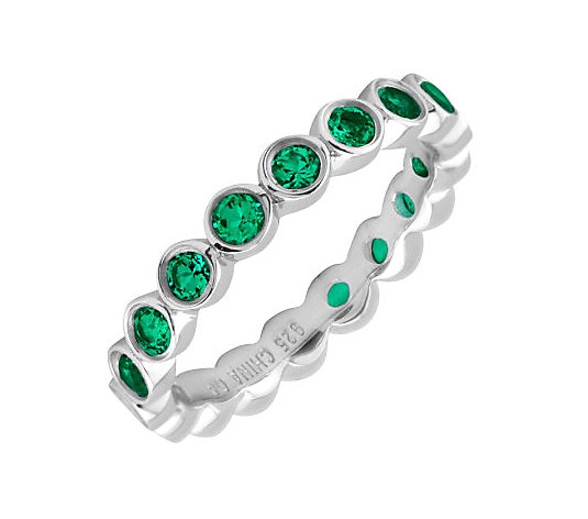 Simply Stacks Sterling Large Created-Emerald Eternity Ring