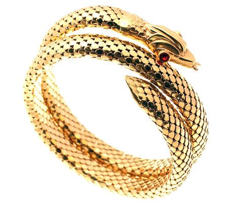 Estate Jewelry Snake Bracelet w/ Ruby Eyes, 18KGold, C. 1930s — QVC.com