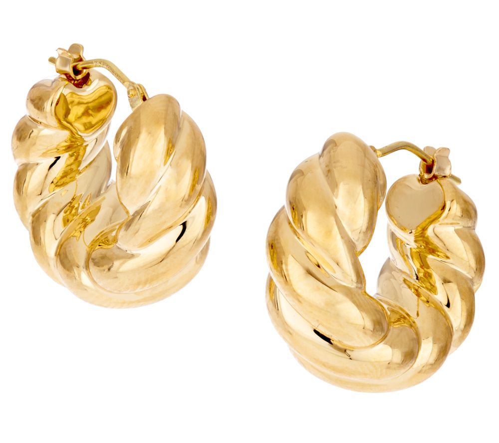 Oro Nuovo Graduated Bold Twist Hoop Earrings Gold Over Resin - QVC.com