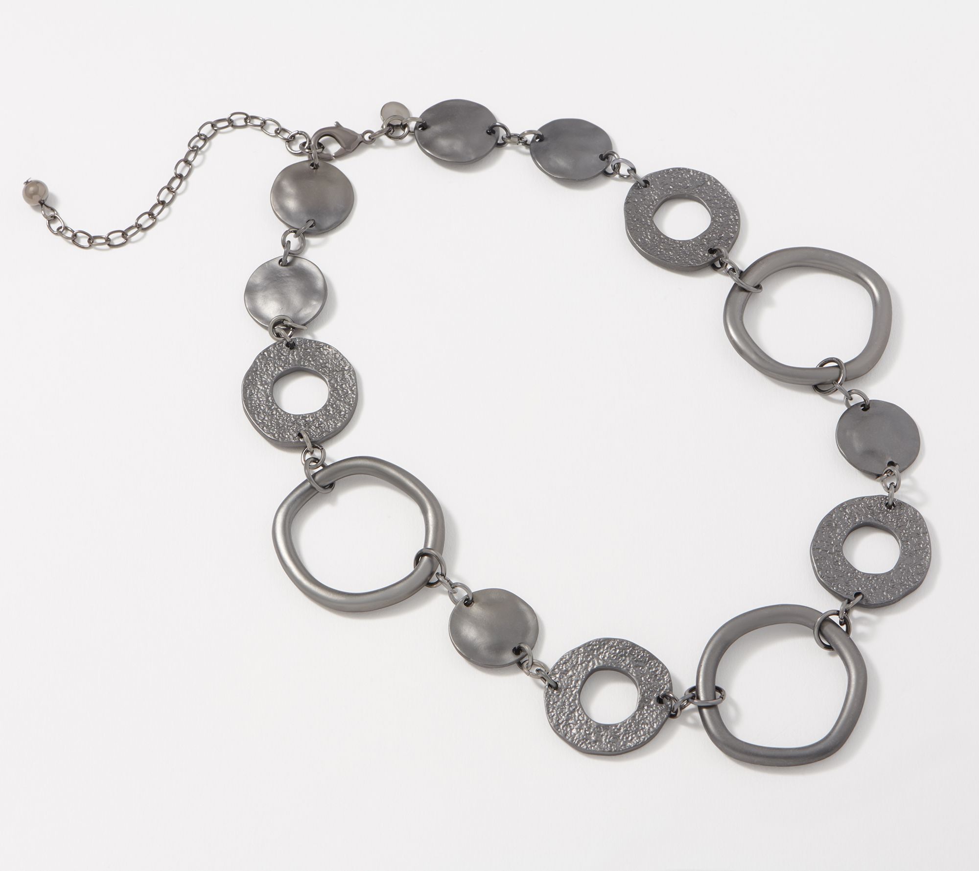 "As Is" Susan Graver Textured and Polished Circle Link Necklace