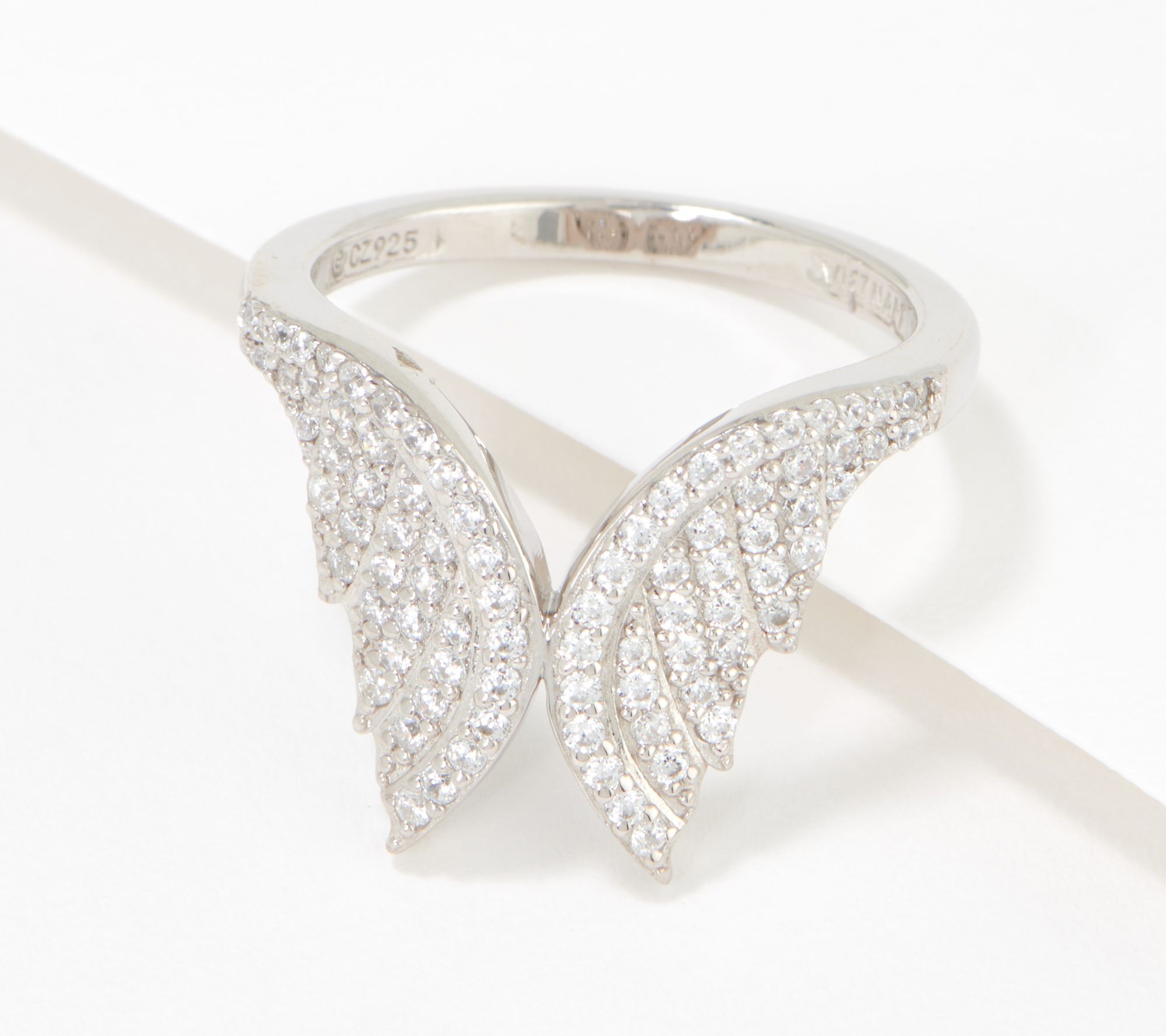 Diamonique x Lisa Mason Angel Wing Ring, Sterling Silver