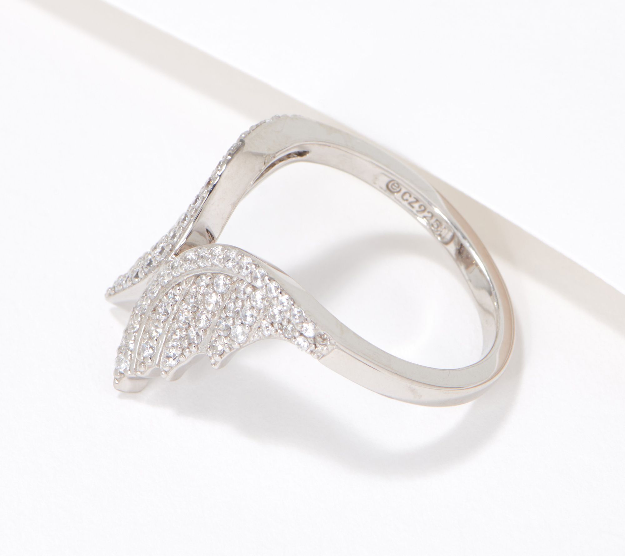 Diamonique x Lisa Mason Angel Wing Ring, Sterling Silver