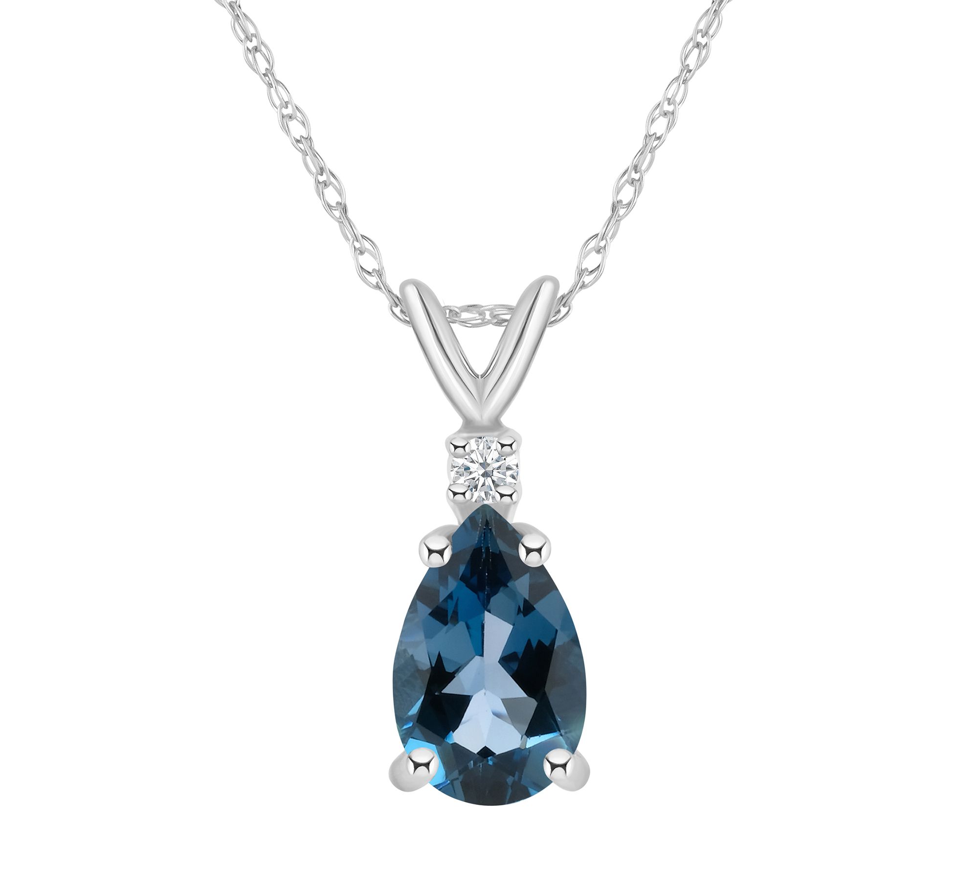 14K Gold London Blue Topaz & Diamond Accent P endant w/ Chain