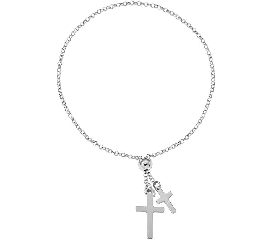 Italian Silver Cross Adjustable Bracelet Sterling - QVC.com