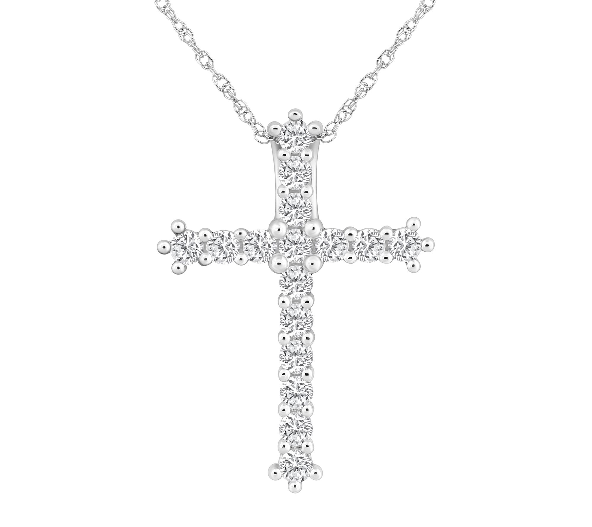 Affinity 1.50 cttw Diamond Cross Pendant w/ Cha in, 14K Gold