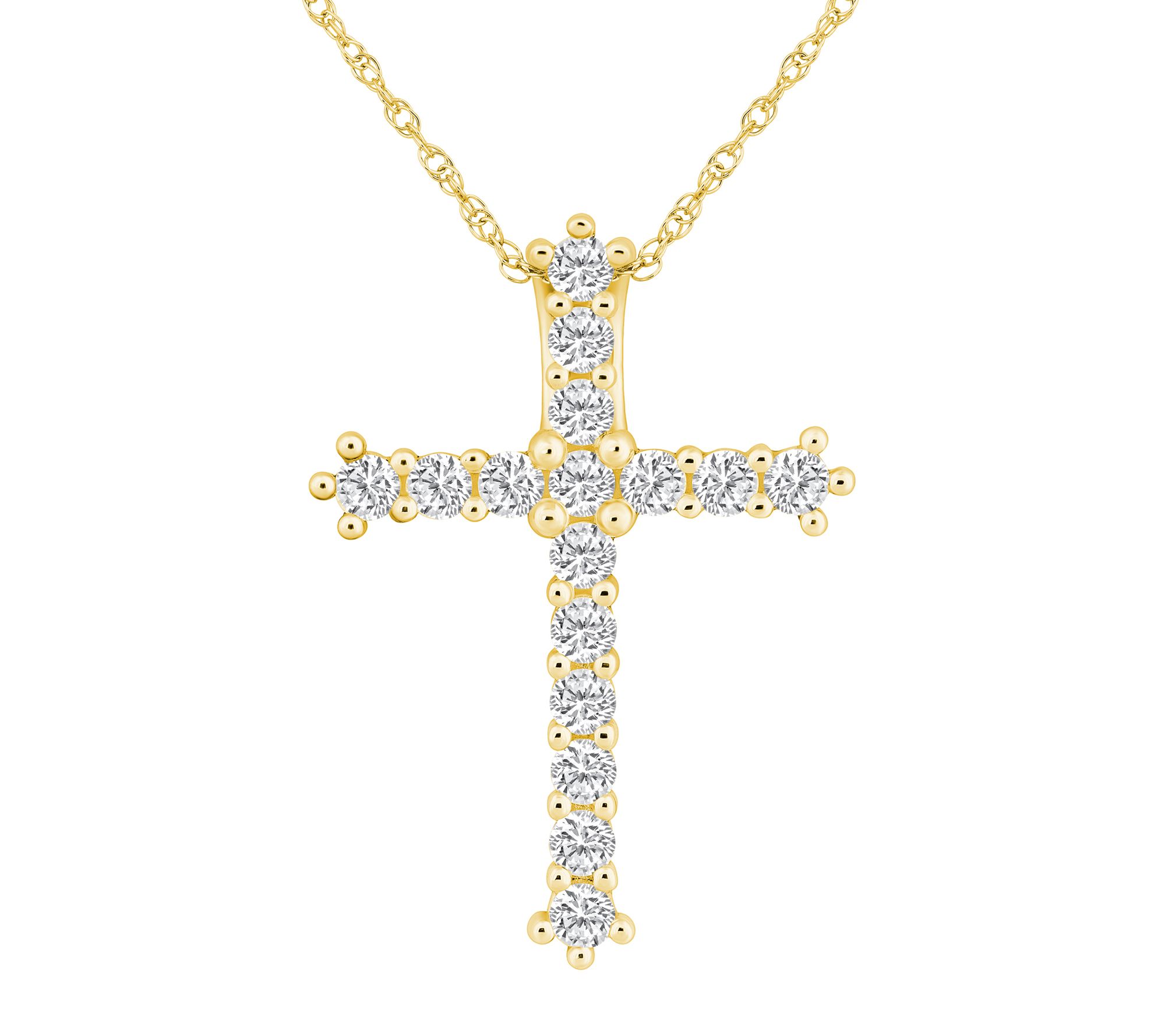 Affinity 1.50 cttw Diamond Cross Pendant w/ Cha in, 14K Gold