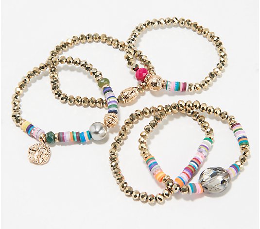 Susan Graver Set of 5 Multi-Color Beaded Bracelets