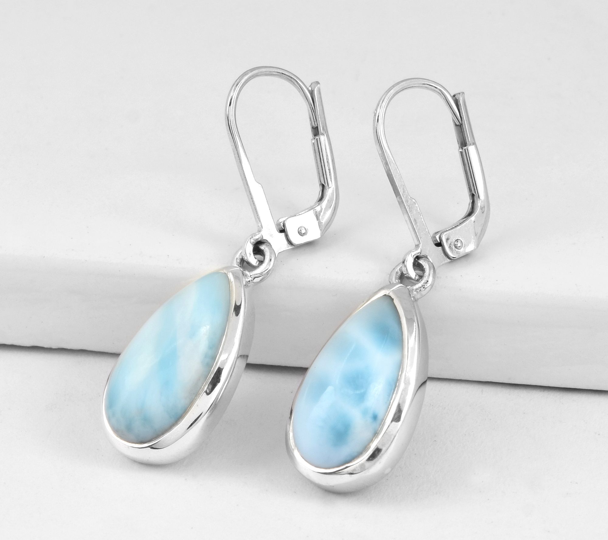 Sterling Silver Larimar Drop Earrings