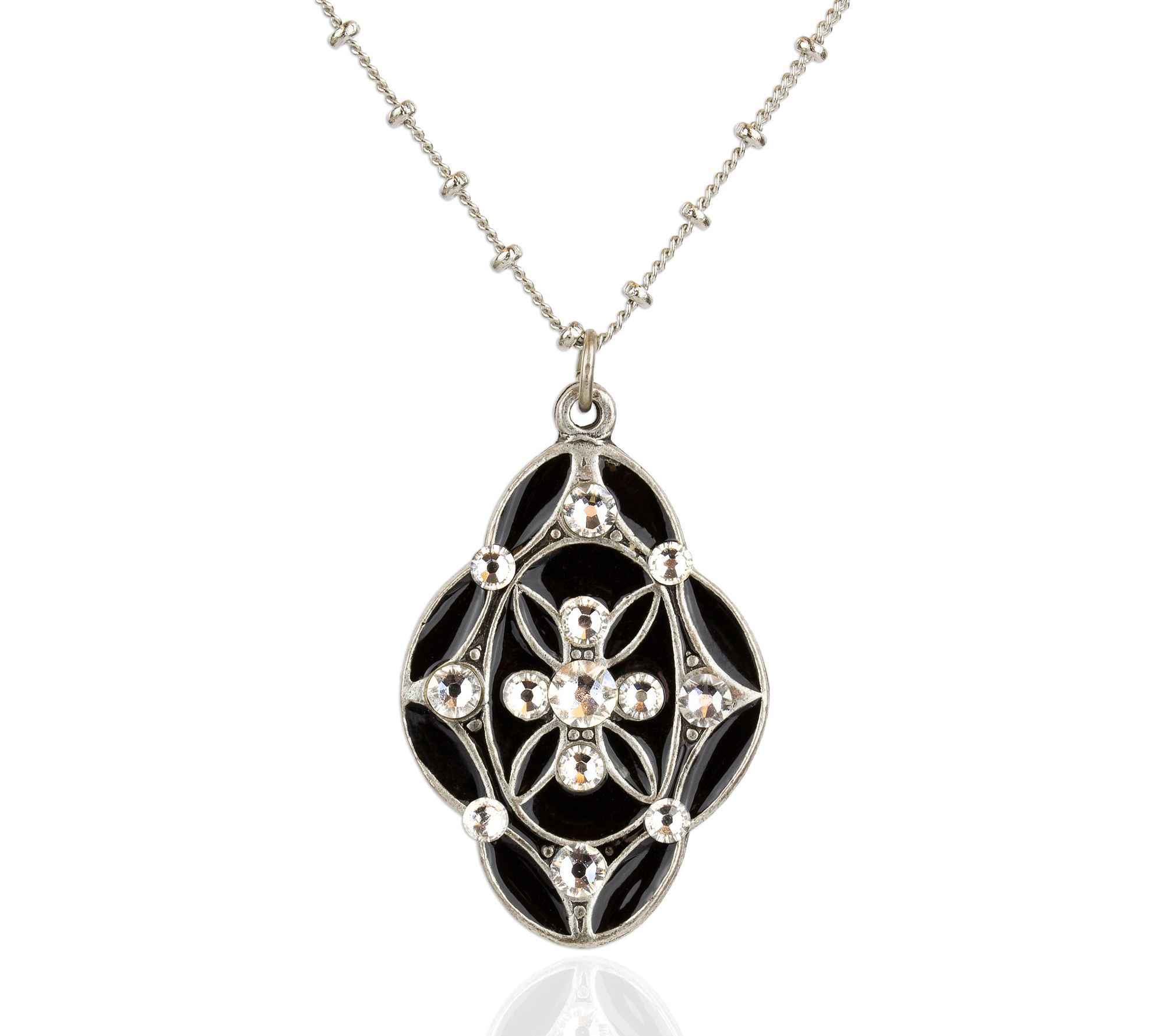 Anne Koplik Crystal Deco Pendant w/ Beaded Chain