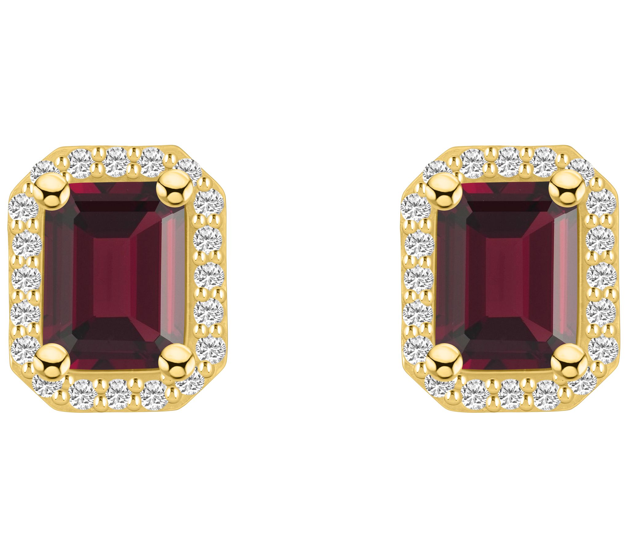 Affinity Gems Gemstone & Diamond Halo Earrings, 14K Gold