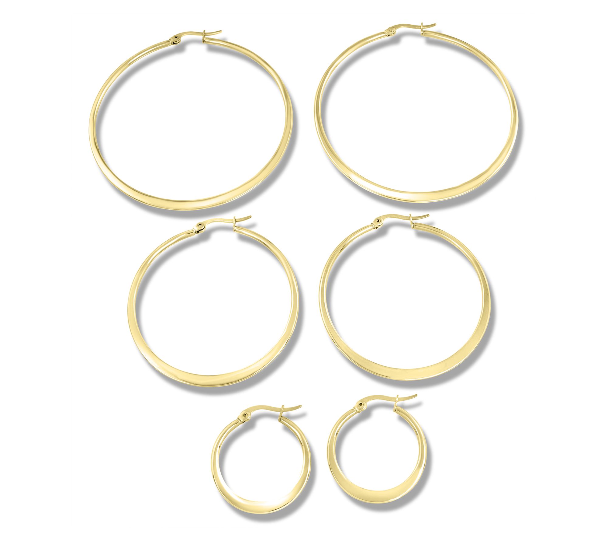 Steel by Design Set of 3 Round Hoop Earrings