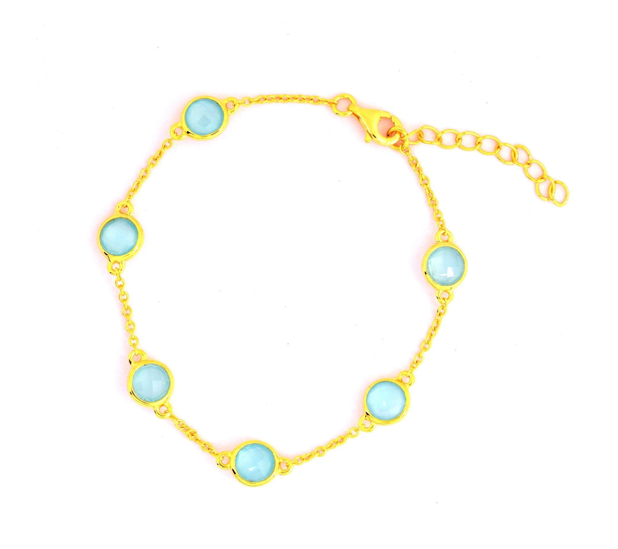 Affinity Gems Blue Chalcedony Bracelet, 14K Gold Plated