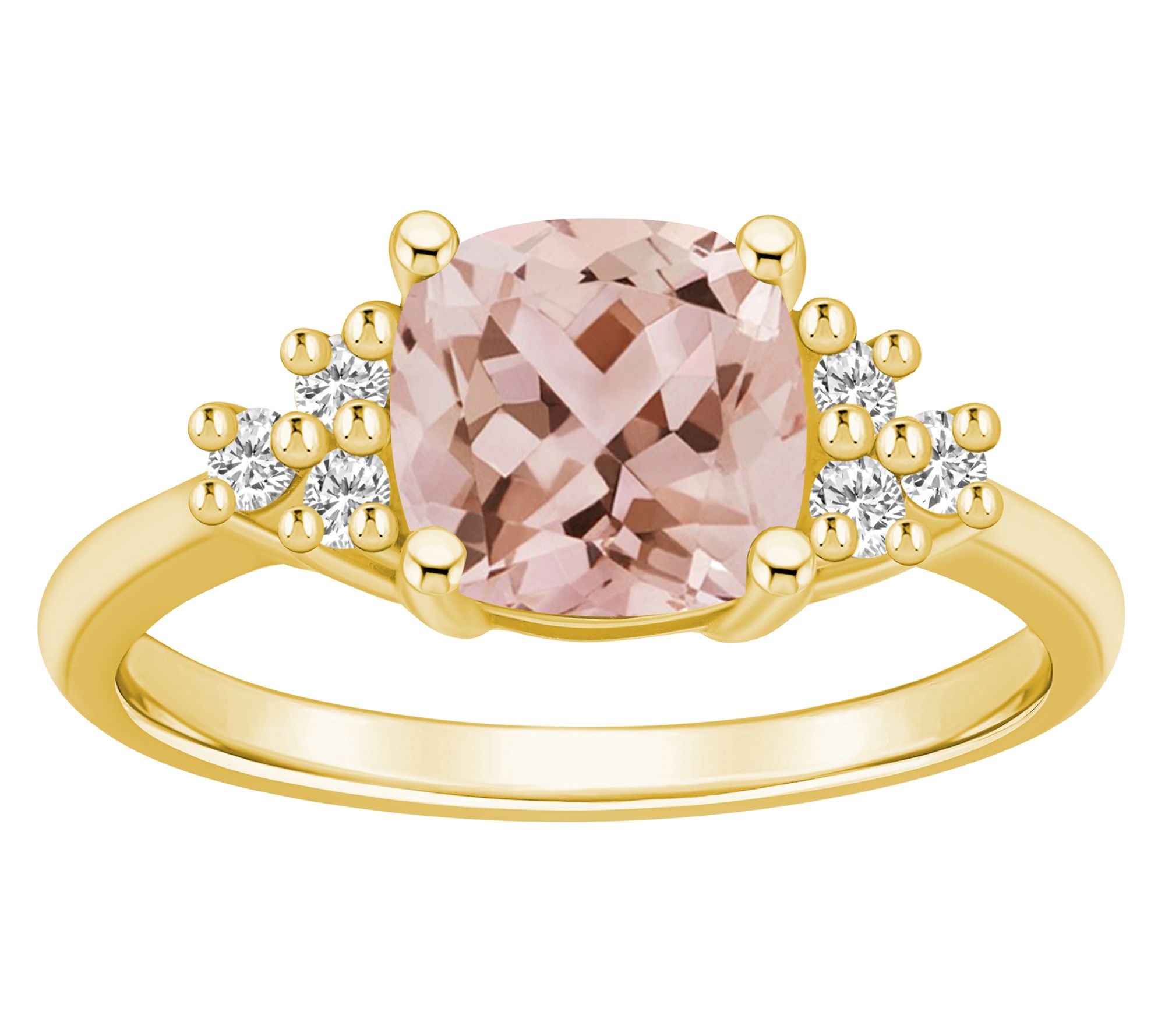 Affinity Gems Cushion-Cut Morganite & Diamond Ring, 14K Gold