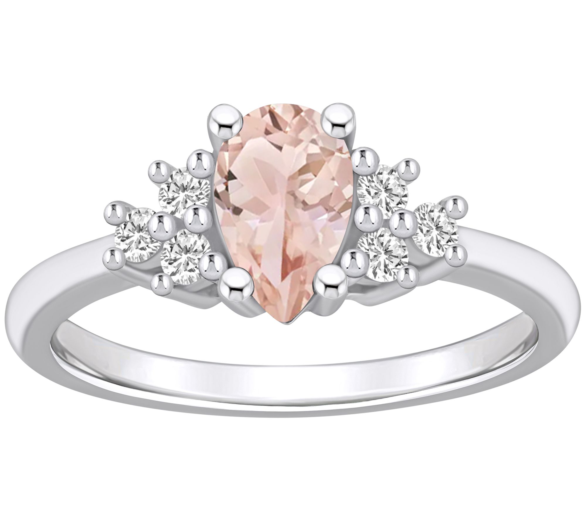 Affinity Gems Pear Cut Morganite & Diamond Ring, 14K Gold