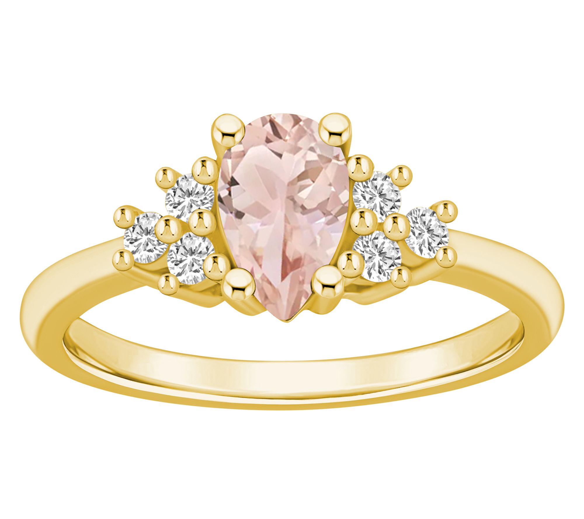 Affinity Gems Pear Cut Morganite & Diamond Ring, 14K Gold