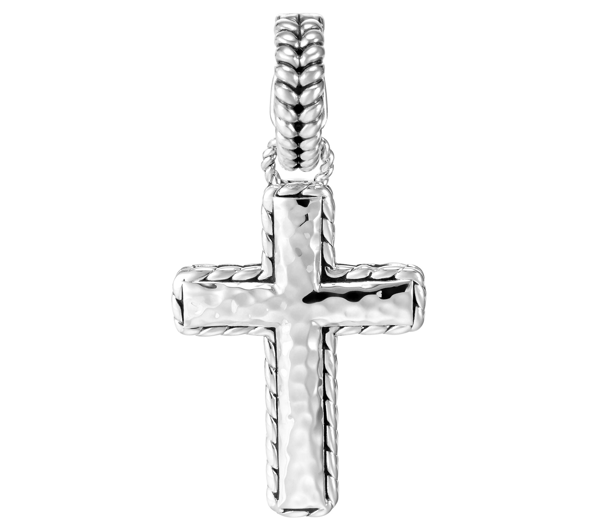 JAI Sterling Silver Hammered Cross Enhancer