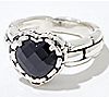 JAI Sterling Silver Heart Gemstone Box Chain Ring