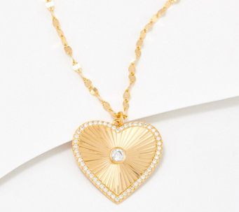 Diamonique Starburst Heart Pendant Necklace, Sterling Silver - J416550